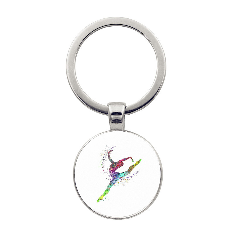 Regalo di gioielli con ciondolo portachiavi per ginnastica ritmica: bianca