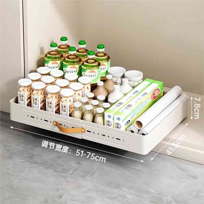 Retractable Storage Rack with Slide Rails Pull-out Kitchen Drawer Storage Rack Spice Box Storage Rack Cabinets Organizer