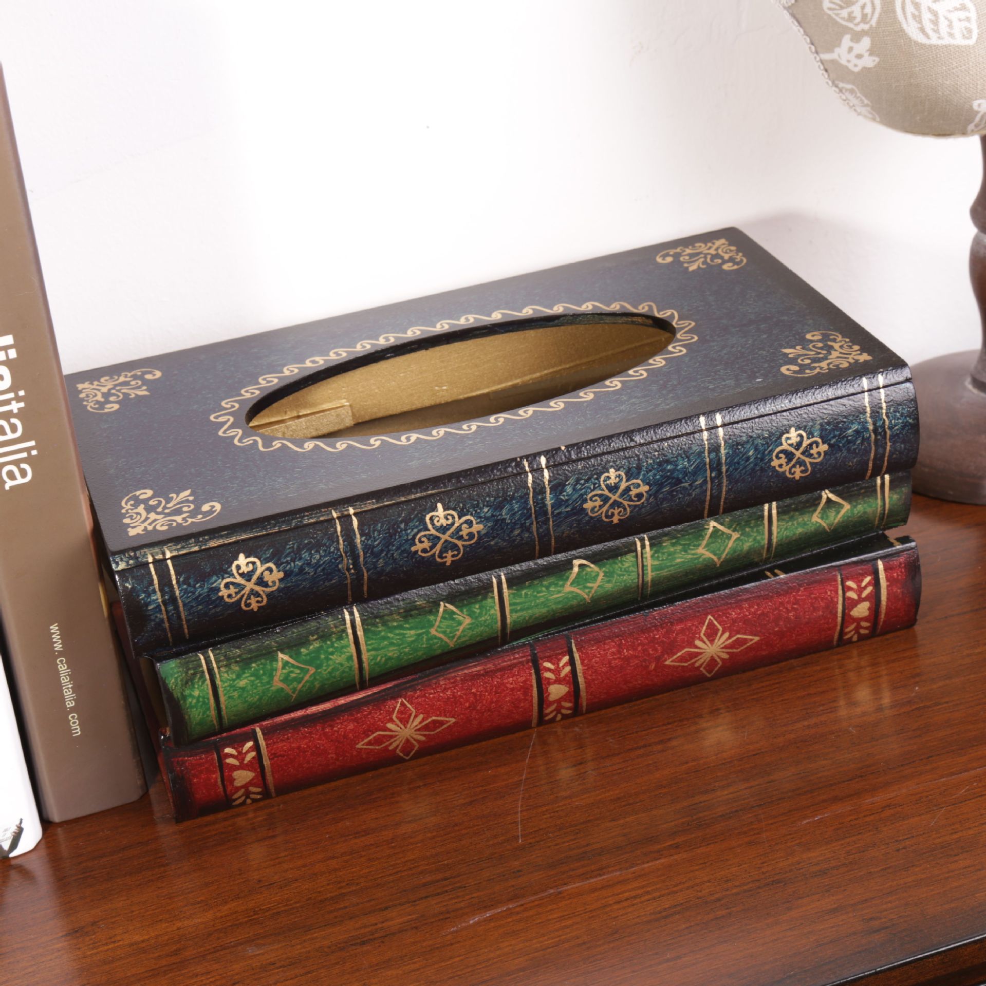 Estilo retro livro forma caixa de tecido madeira criativa quarto sala estar mesa escritório guardanapo decorativo suporte papel