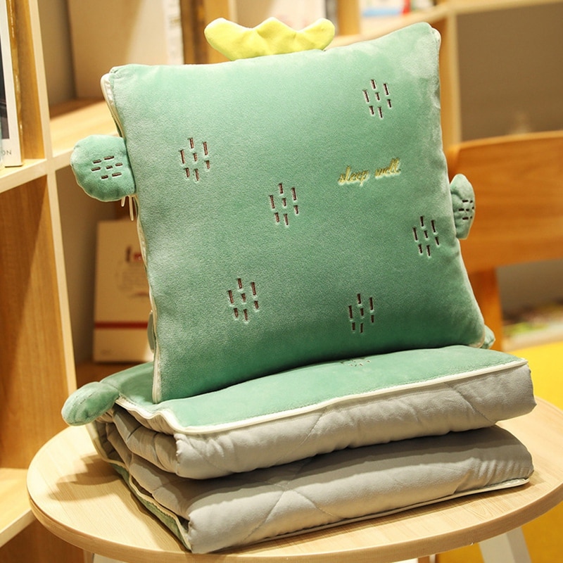 Kussen met dubbele functie fruitkussen quilt donkergroen cactus dutje kussen cartoon multifunctioneel auto kussen kantoor kussen deken