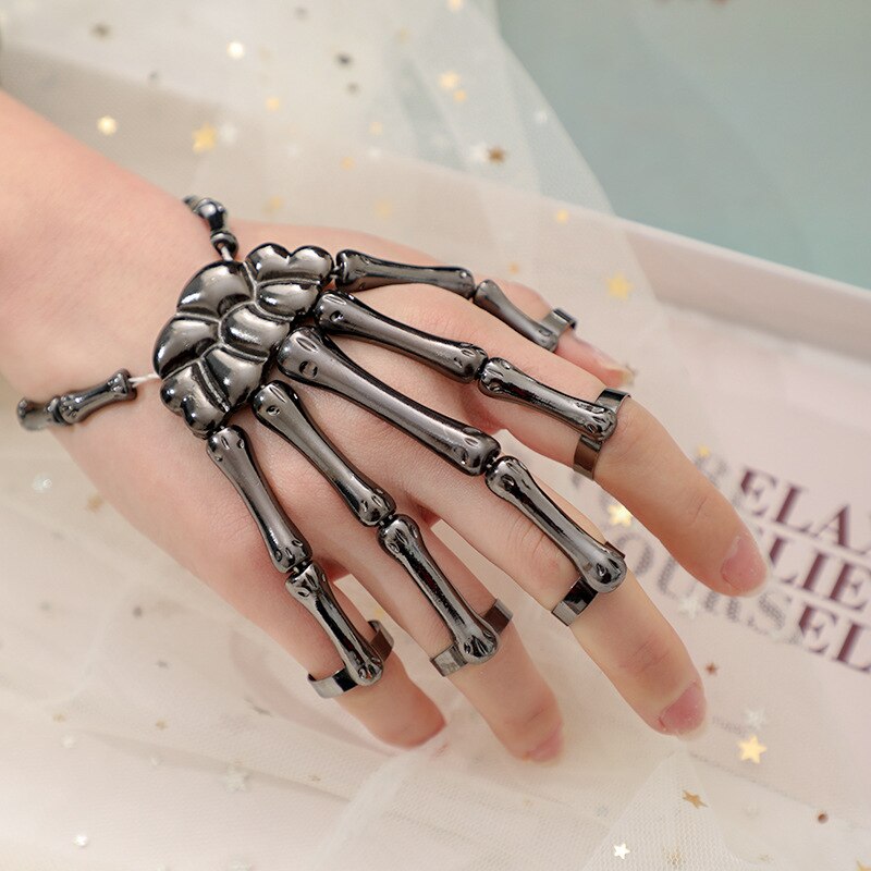 Halloween Armbinde Punk Übertrieben Kreative Metall Strukturierte Finger Geist Hand Skelett Armbinde