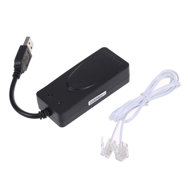 Módem de datos/Fax de 56K con interfaz USB de dos tomas, compatible con identificador de llamadas y detección de anillo distintivo, Detección automática de formato/velocidad negro