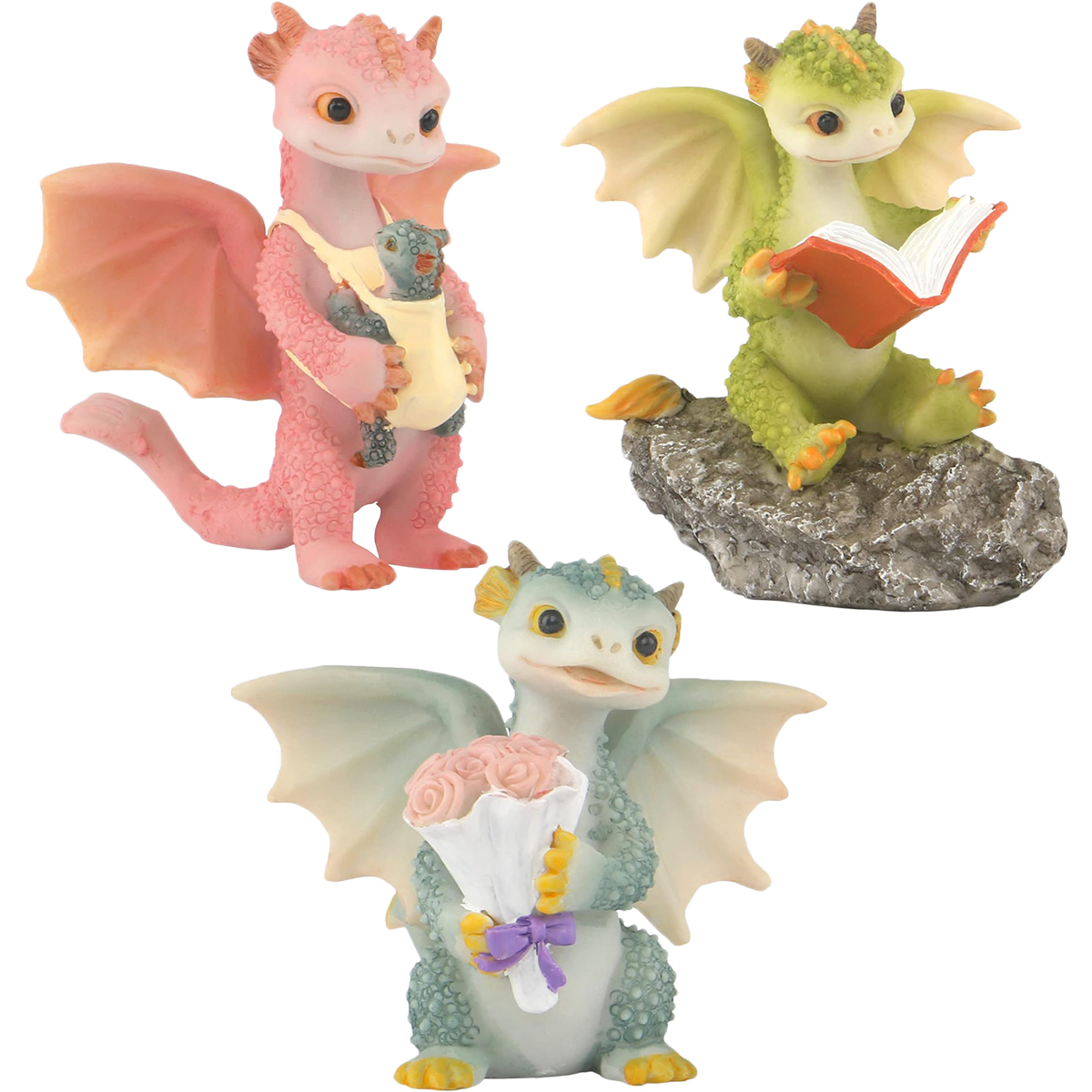 Fantasi drage harpiks skulptur vandtæt miniaturedekoration til akvarium zen have og terrasse mytisk væsen samlerkunst