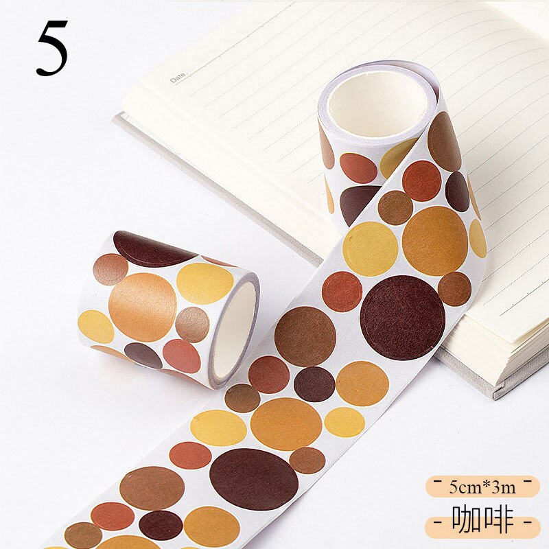 5cm*3m Colored Round Washi Tape Kawaii Dots Label Masking Tape Decorative Adhesive Tape Sticker Scrapbooking Sealing Stationery: 5