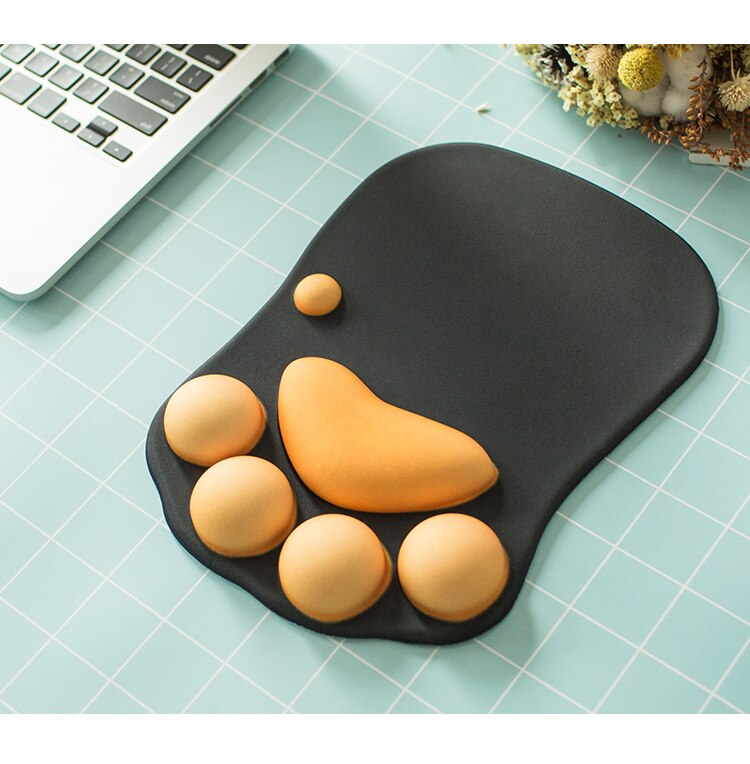 Leuke Kat Poot Muismat Anti-Slip Siliconen Muizen Mat Pc Laptop Computer Kantoor Comfort Wrist Rest Ondersteuning Gaming accessoire: Black