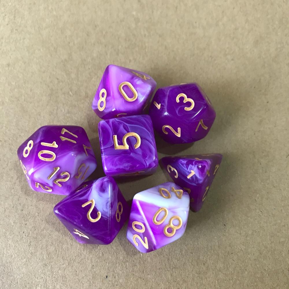 7 pièces/lot résine multi-facettes dés d & d d4 d6 d8 d10 d % d12 d20 dés pour polyèdre TRPG jeux jeu de société dés chauds