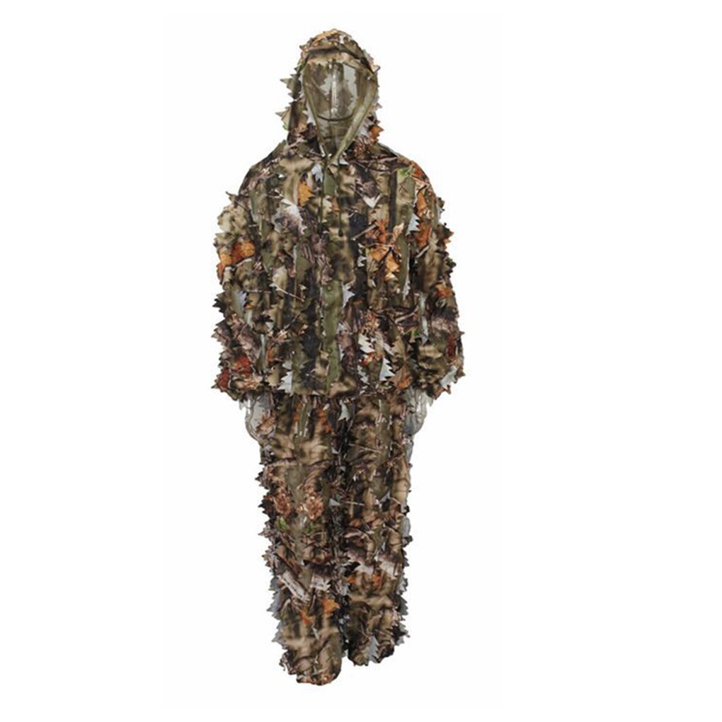 Ghillie Anzüge Tarnung Militärische Taktische Armee Jagd Kleidung draussen Polyester Blatt Spitzen Jacke Hosen Anzüge