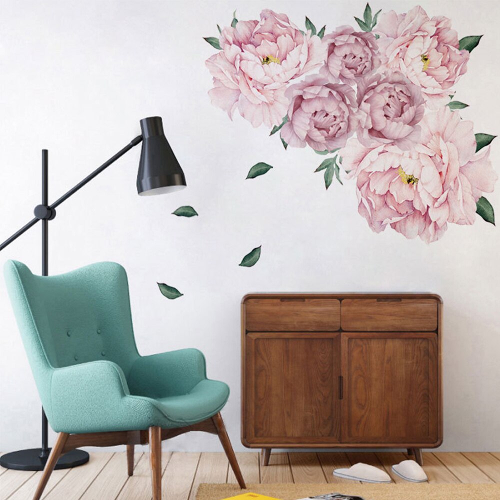 Beautiful Pink Peony Flowers Wall Stickers for Kid... – Grandado