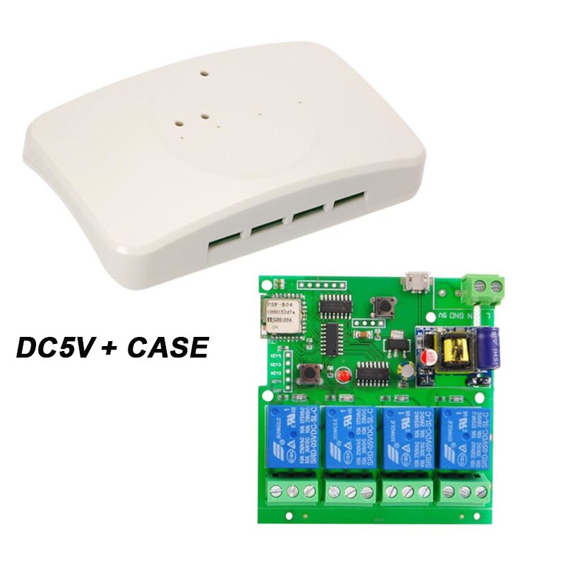 4CH Smart Remote Control Module RF Receive 5V-220V 10A Relays WIFI Wireless Switch Home eWeLink APP Work With Alexa Google home: DC5V with case
