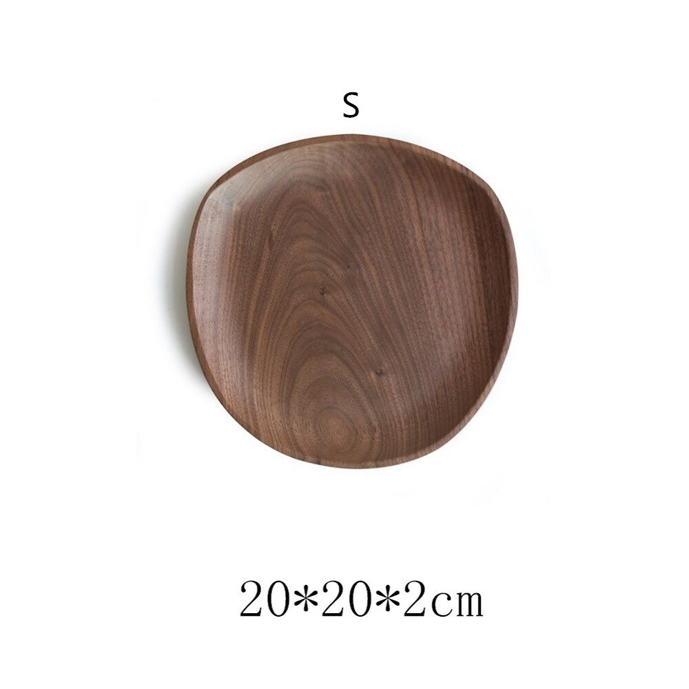 Irregular Solid Wood Plate Black Walnut Wood Pan Sturdy Natural Party Tableware for Salad Dessert Dinner Fruit Tea: S