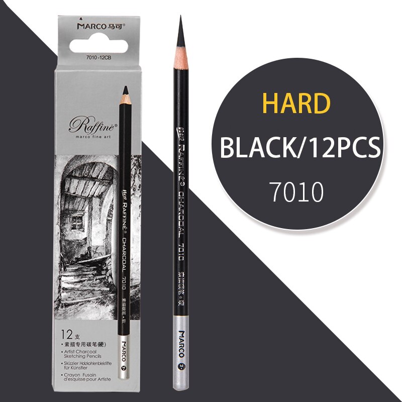MARCO sketch charcoal art students special soft and medium hard charcoal pencil sketch beginner painting pencil set: 7010 hard