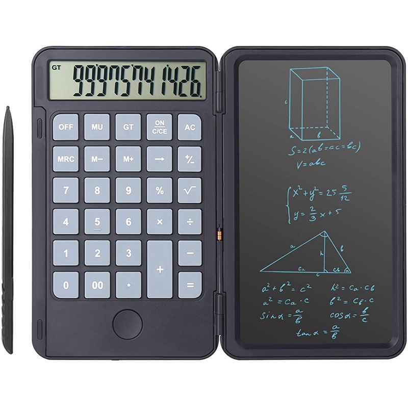 -Calculator Writing Tablet,12 Digit Large Function Desktop Calculators with 6.5 Inch LCD Writing Board for Students