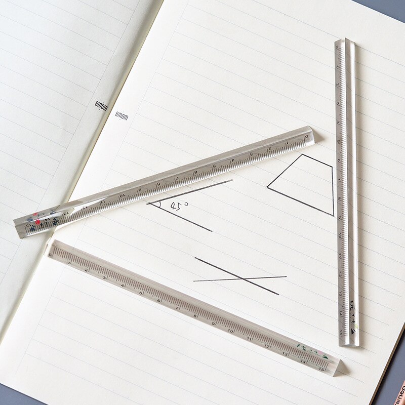 1 stks Korea creatieve student meten tekening heerser briefpapier Wat acryl driehoek liniaal 15 cm