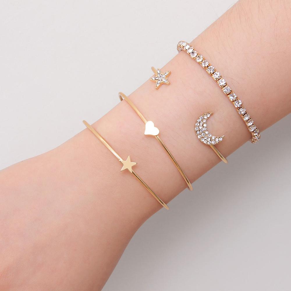 Bohemian Bladeren Knoop Ronde Ketting Opening Gouden Armband Set Vrouwen Mode Kleding Sieraden Valentijnsdag: SL996