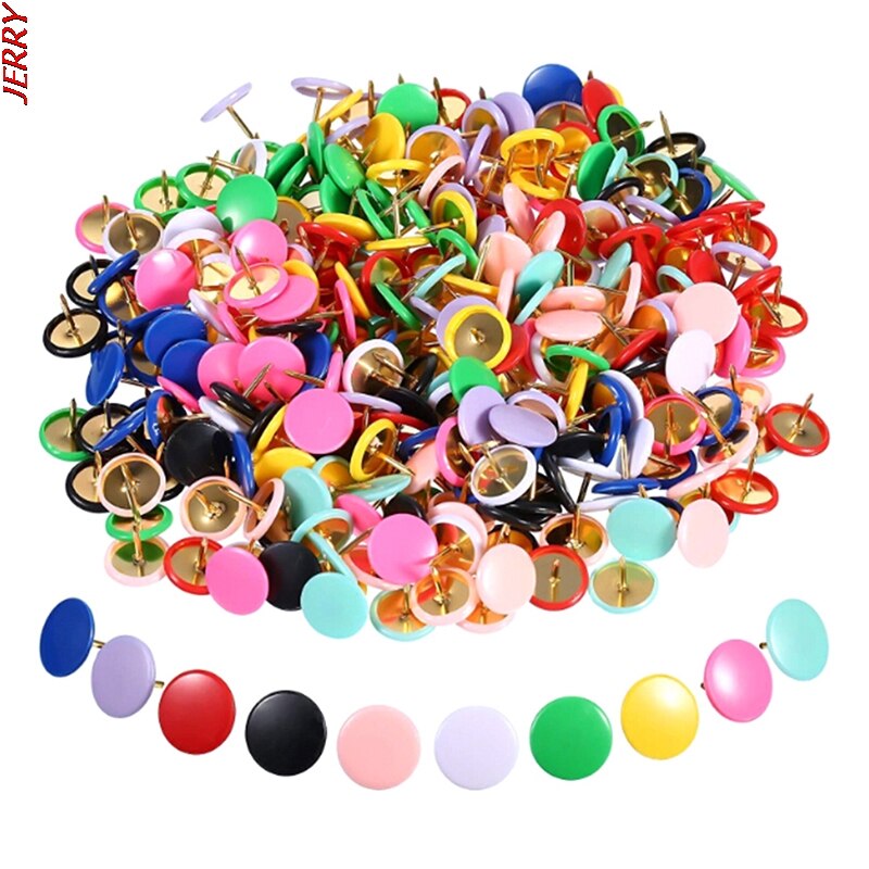 100 Round Pushpins Tack Pin Bulletin Board Cork Paper Map Point Office Binding Supply
