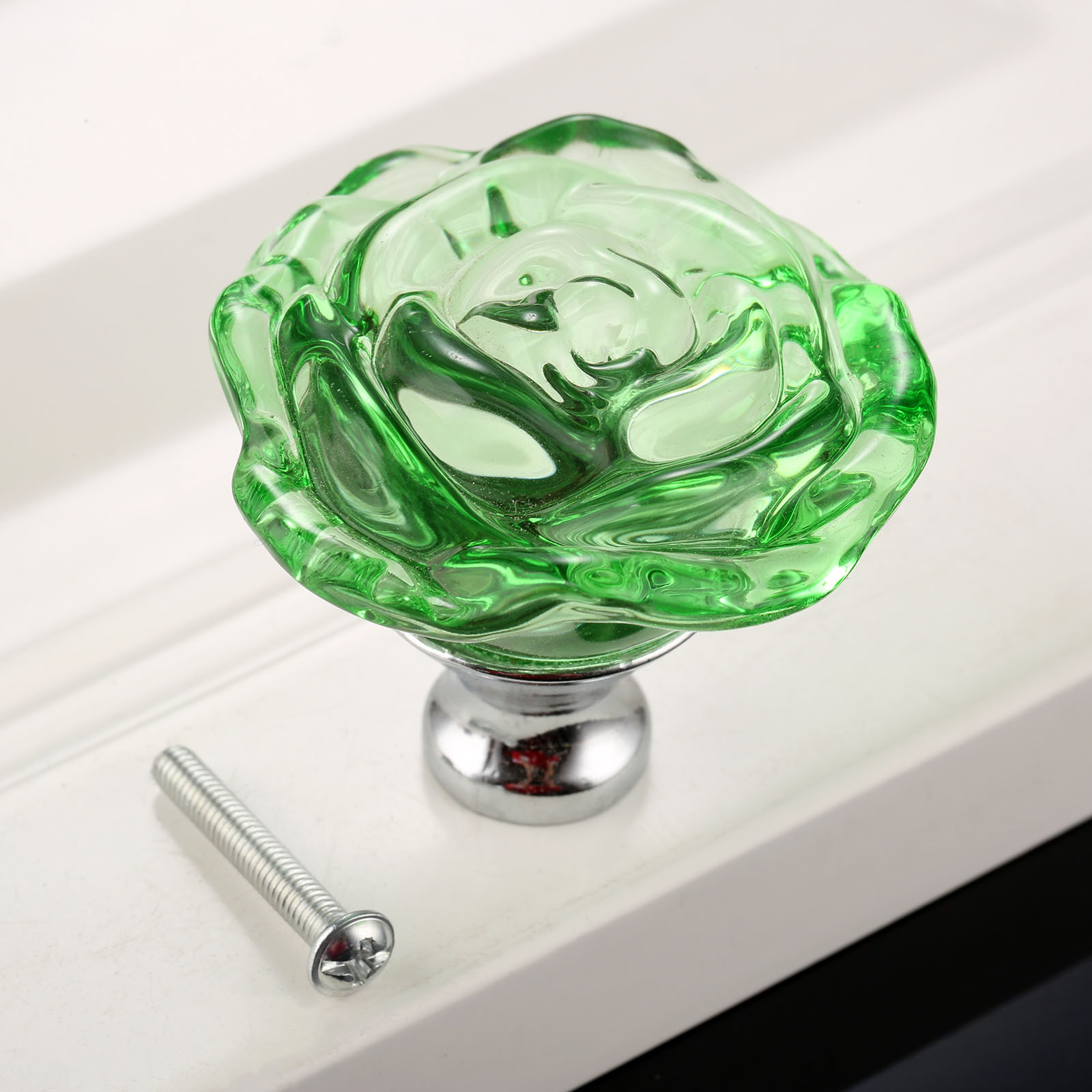 1pc 50mm krystallrose glass klare knotter til møbler, kjøkken, skuffer, skap, kommode, skaphåndtak, møbelbeslag: Hvit