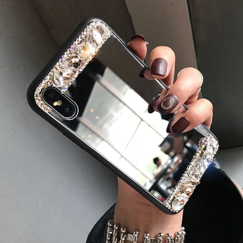 K30 Gehärtetem Glas Strass Fällen Für Xiaomi Redmi Hinweis 8T 8 8A Mi 9T 9Pro 9SE 10 Spiegel make-up Funda Telefon Kilifi Coque