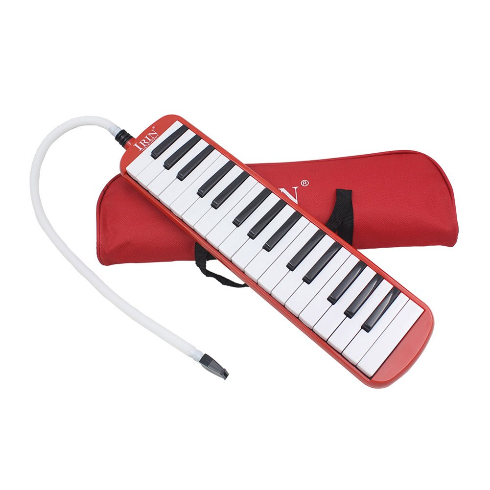Teclas de música para Piano, instrumento Musical armónica con bolsa de transporte, teclado de música, acordeón, iluminación de 32 teclas, 1 ud.: 1PCS Red