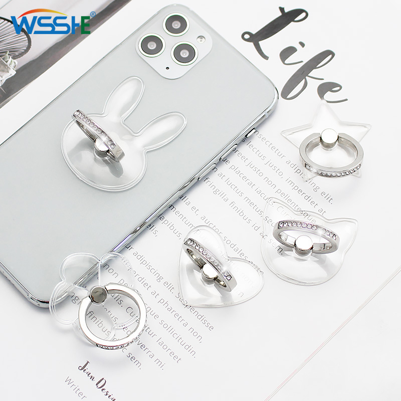 Uniwersalny przezroczysty palec serdeczny telefon komórkowy Smartphone stojak uchwyt na iPhone 12 Xiaomi Samsung inteligentny telefon stojak samochodowy