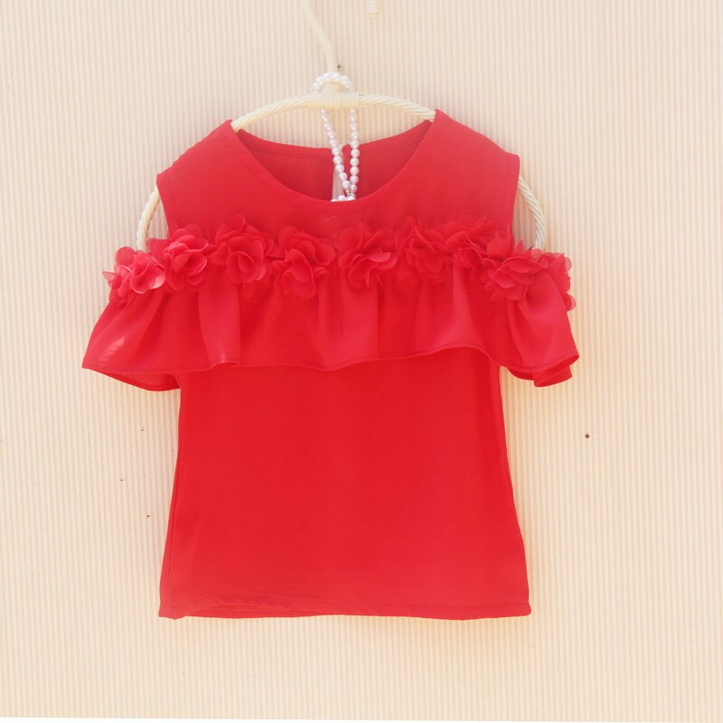 2018 Estate 3-15 Anni Del Bambino Del Bambino Adolescente Ragazze Camicetta Bambini Vestiti In Chiffon, Fiori School Girl Tops Shirt Per bambini JW3773