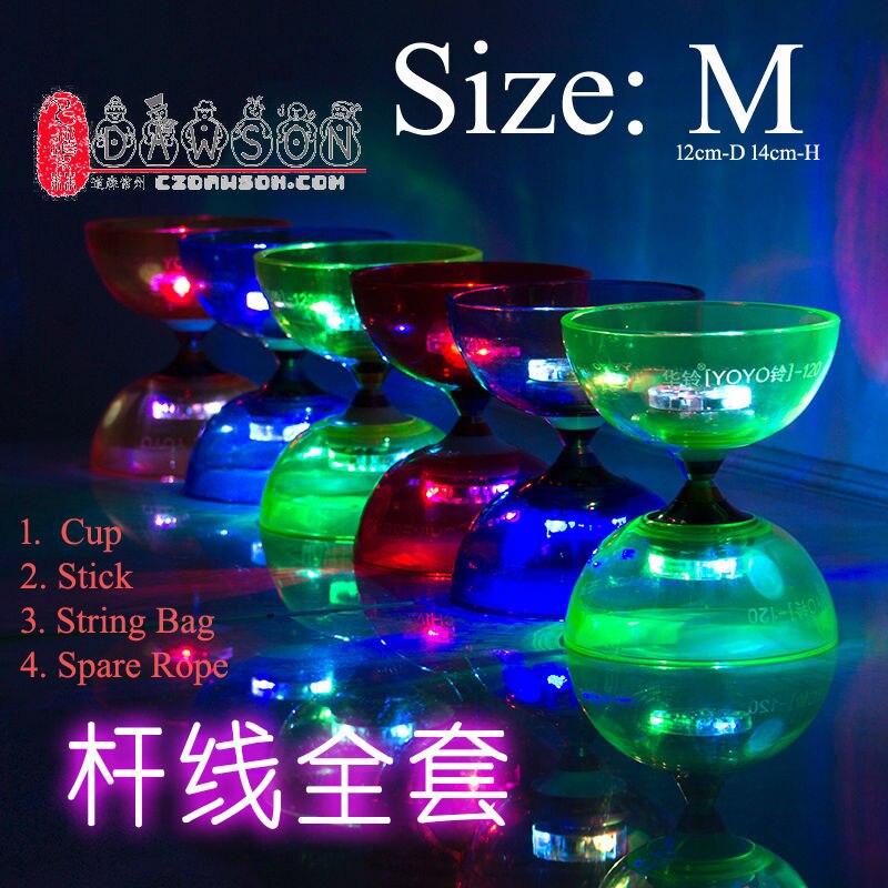 YOYO Toys Diabolo Set Hight Speed Light Up Glow Shine 3 Triple Bearing Juggling String Bag Kongzhu