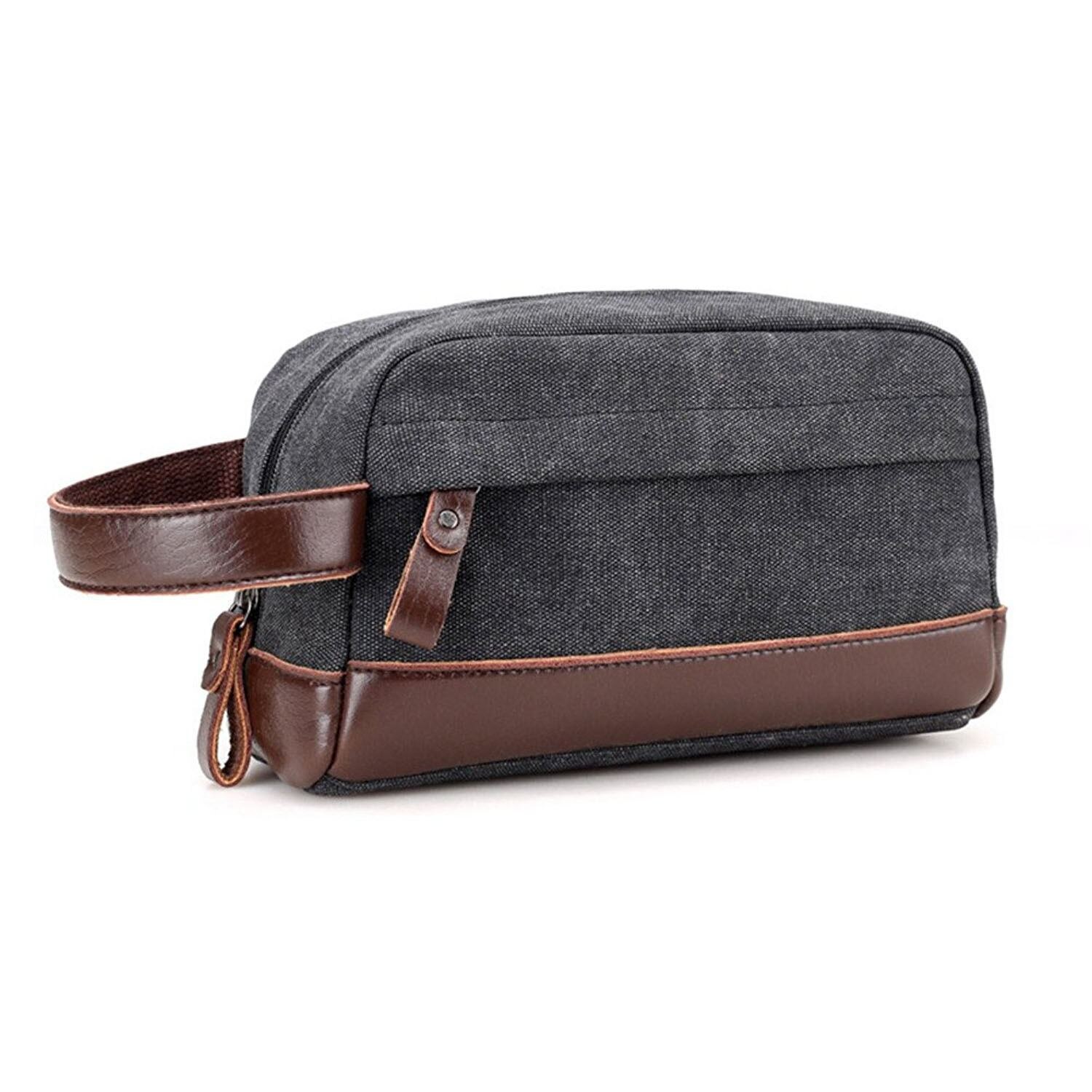 Offre spéciale trousse de toilette organisateur pour hommes toile Dopp Kits Kit de rasage: Black