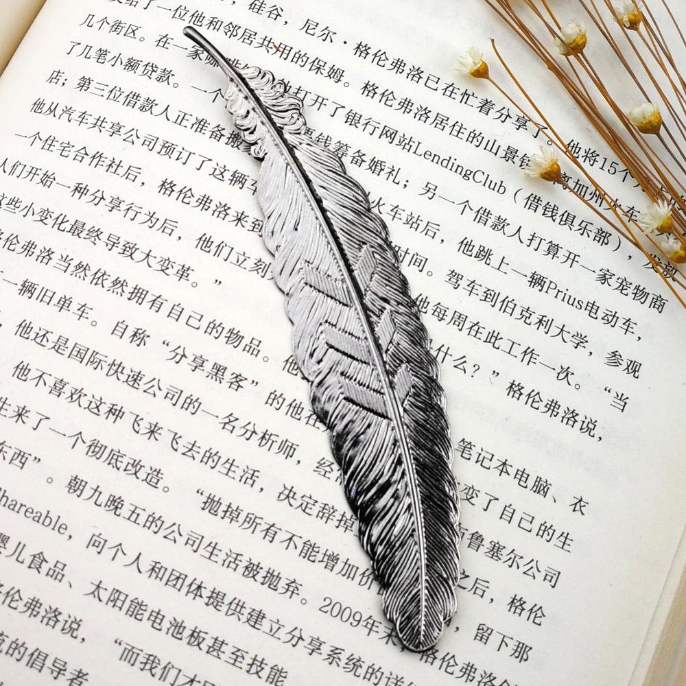 1pc Retro Feather Metal Bookmark Beautiful Cool Book Page Mark Children Student Stationery School Office Supplies: C