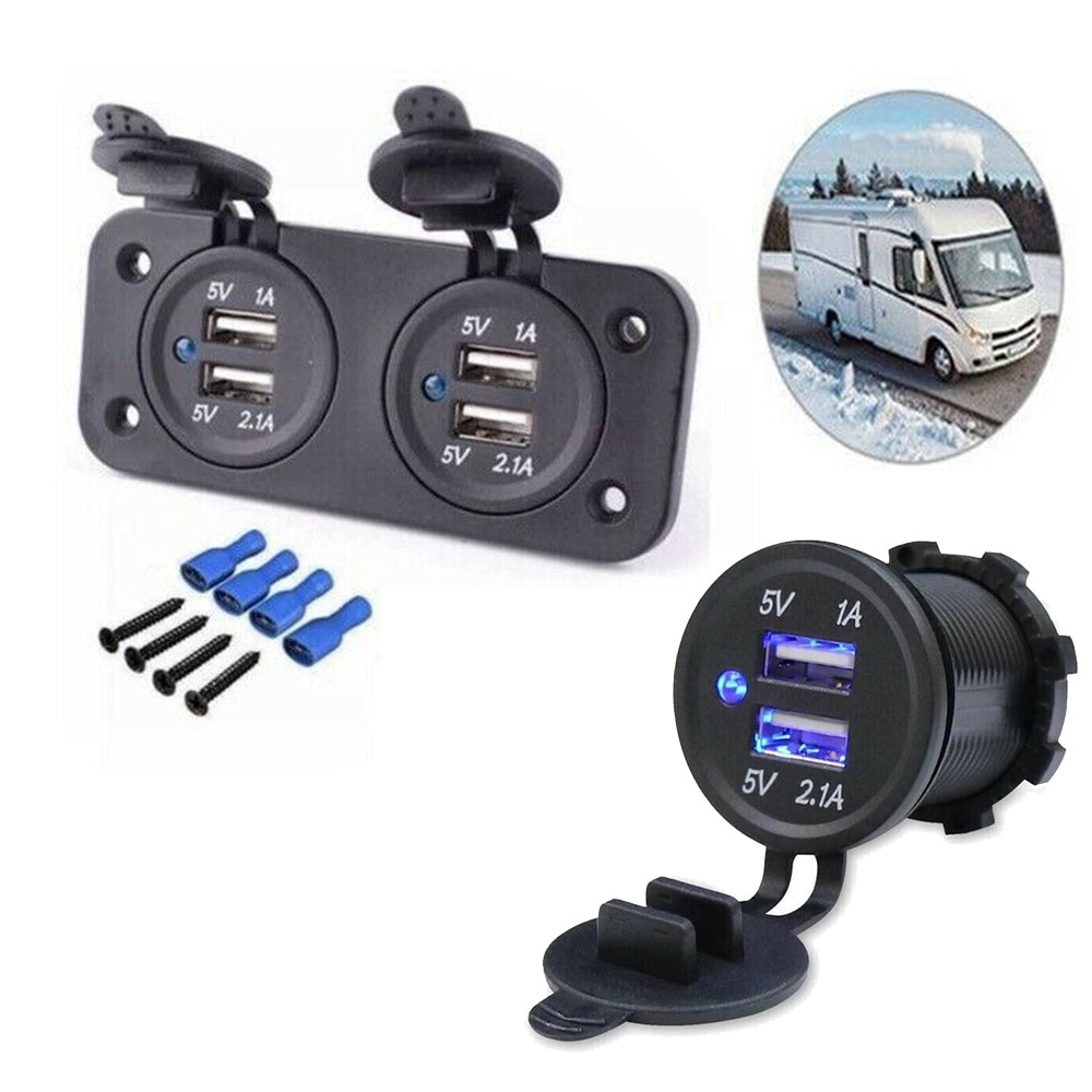 Waterdichte Camper 12 V-24 V Dubbele Usb Socket Charger Camper Caravan 4-USB Opladen Met Connectoren & Schroeven