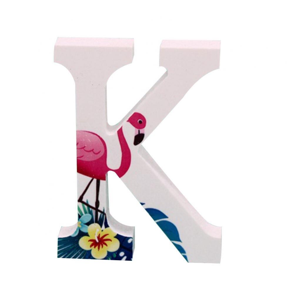 1Pc A to Z Summer White Tropical Plant Wooden Letter English Alphabet DIY wood Art Home Wedding Party Decoration: K