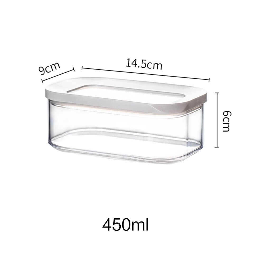 Contenedor de almacenamiento de cocina, refrigerador de cocina, caja de fideos, cereales, fruta seca, tanque de almacenamiento de aperitivos, tanque sellado transparente: 450ml