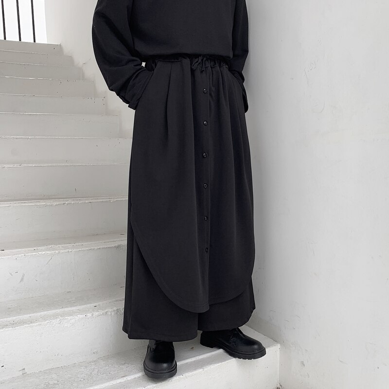 Casual Broek Brede Benen Deze Trend Lente Zomer Losse Broek Dark Afdeling Culottes Valse Mannen Twee Modellen Berg Negen Ha