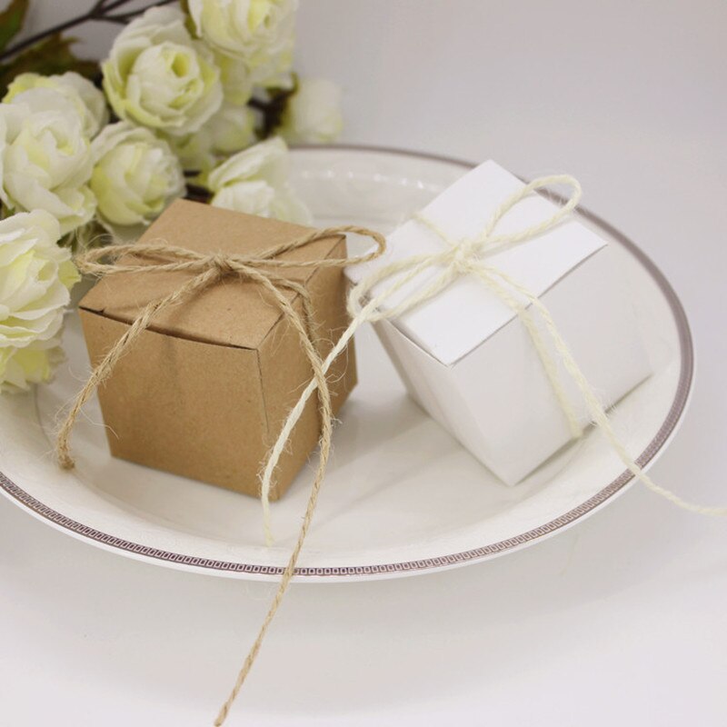10 Uds pequeño cuadrado de papel Kraft caramelo caja de boda dulces bolsas porta de de boda cajas de papel envoltorio para Chocolate