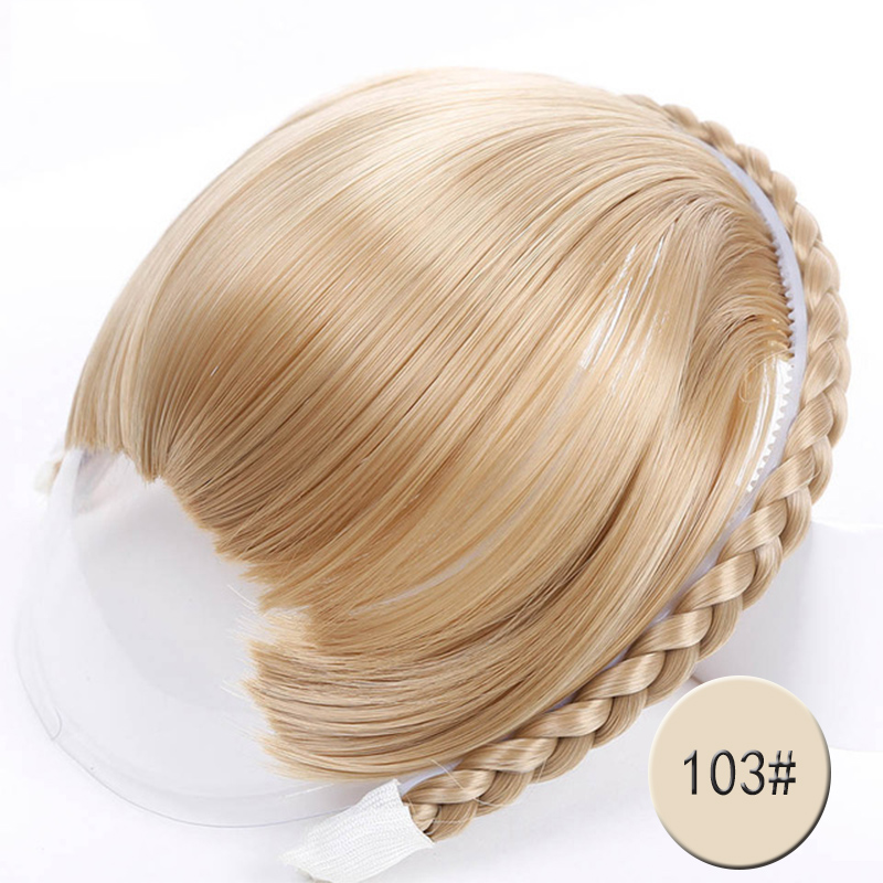 HOUYAN, pelo recortado con flequillo, 7 cintas trenzadas, diadema sintética resistente a altas temperaturas, accesorios para el cabello: T27 / 30 / 4