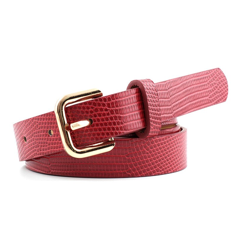 Imprimir lagarto cinturones de cuero para mujer oro Pin cuadrado de hebilla de cinturón de cintura vestido de mujer Jeans Correa Decoración