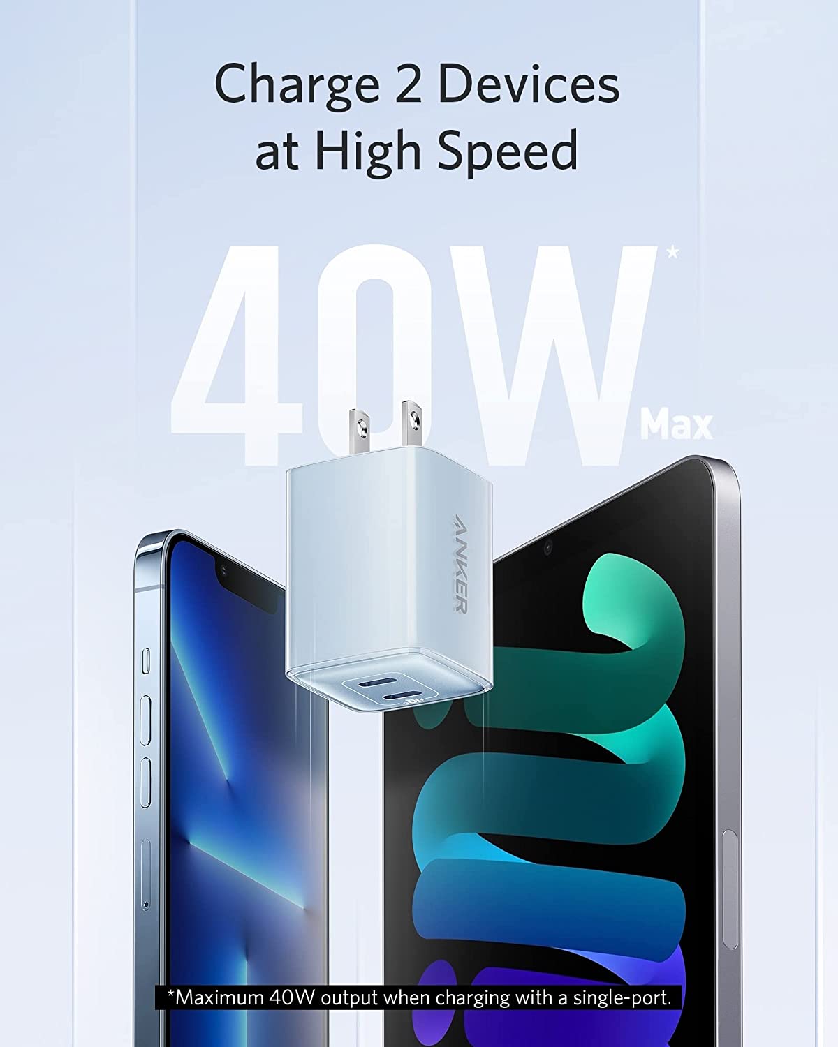 Anker 521 ladegerät (nano pro), anker nano pro , 40w piq 3.0 dual-port kompakt-schnellladegerät mit usb-c-anschluss, für iphone 13/13 mini und mehr