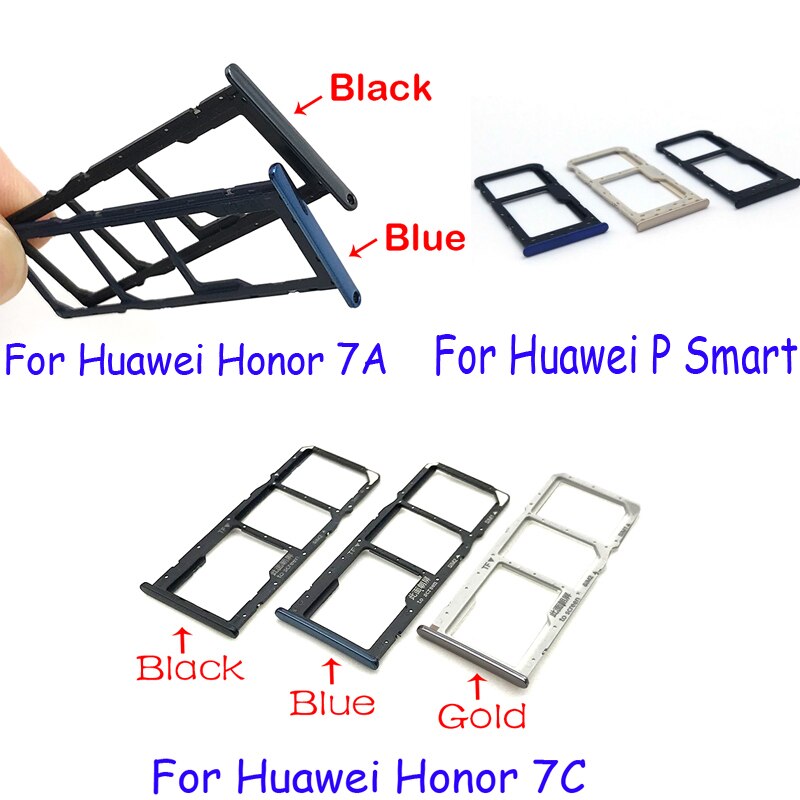 Sim Card Tray Slot Houder Adapter Accessoires Voor Huawei Honor 7A 7C P Smart Vervangende Onderdelen