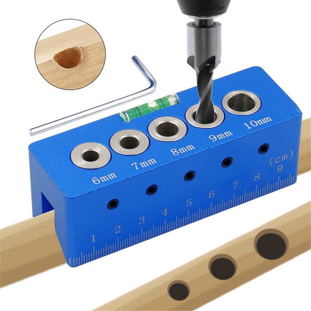 Drill Guide Locator Jig 6/7/8/9/10mm Handheld Pocket Hole Jig Set Woodworking Wood Dowel 90 Degree Drill Straight Angle Locator