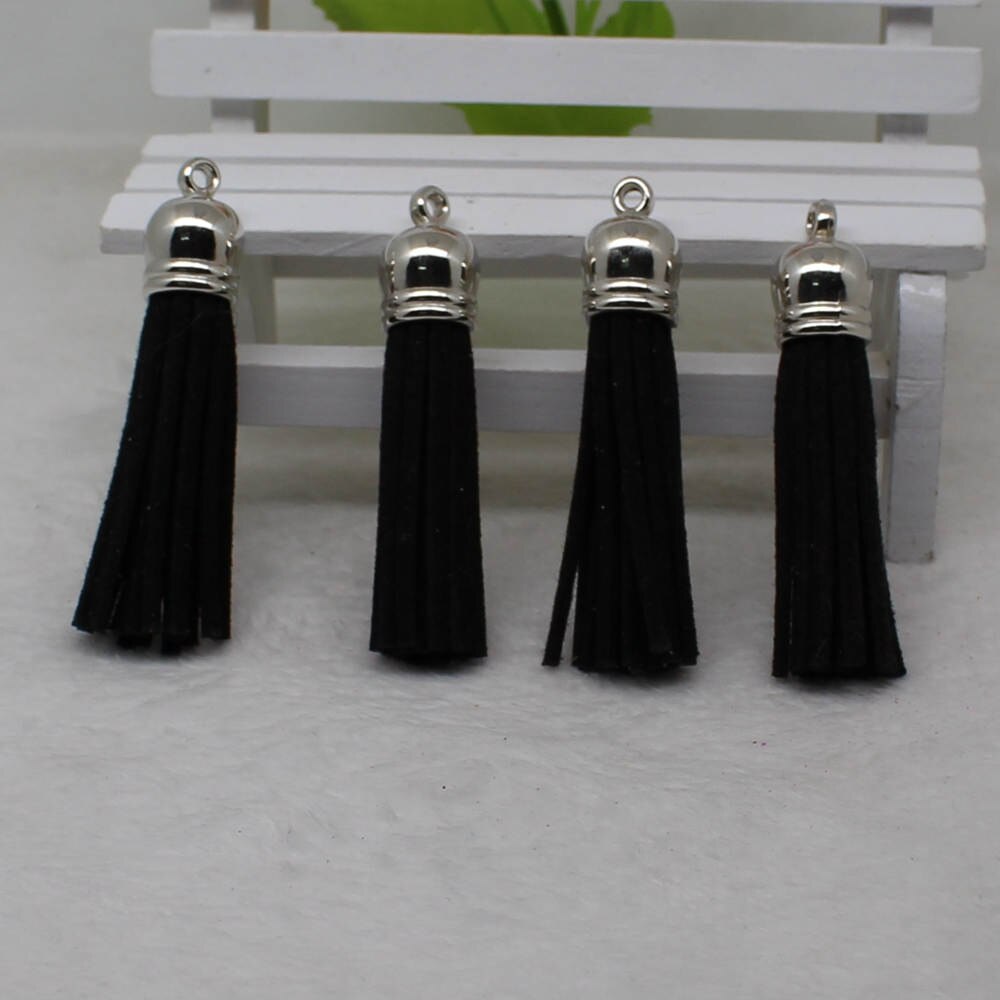 58 mm kwastjes van suèdemix voor sleutelhangers, sieraden, mobiele telefoonbandjes, , 50 unids leren kwastjes, doe-het-zelf accessoire: 9