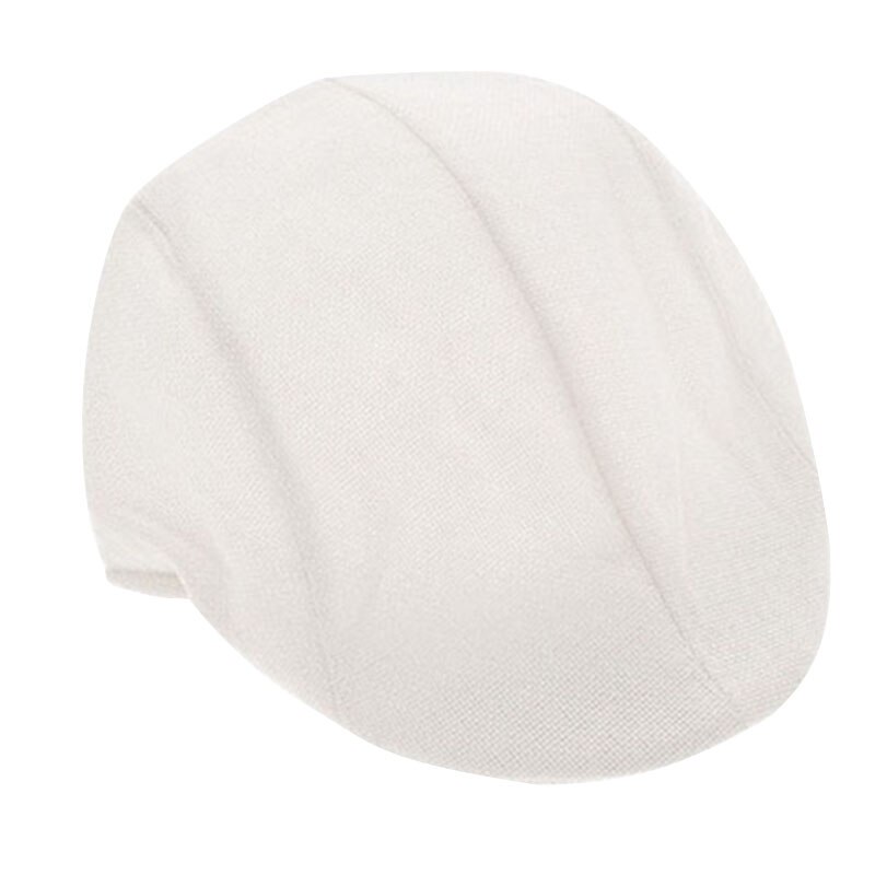 Baretter chauffør cabbie golf gatsby kasket mænd afslappet nyhedsdreng hat gentleman klassisk vedbend hat retro vinter baret kasket solide flade hatte: Hvid