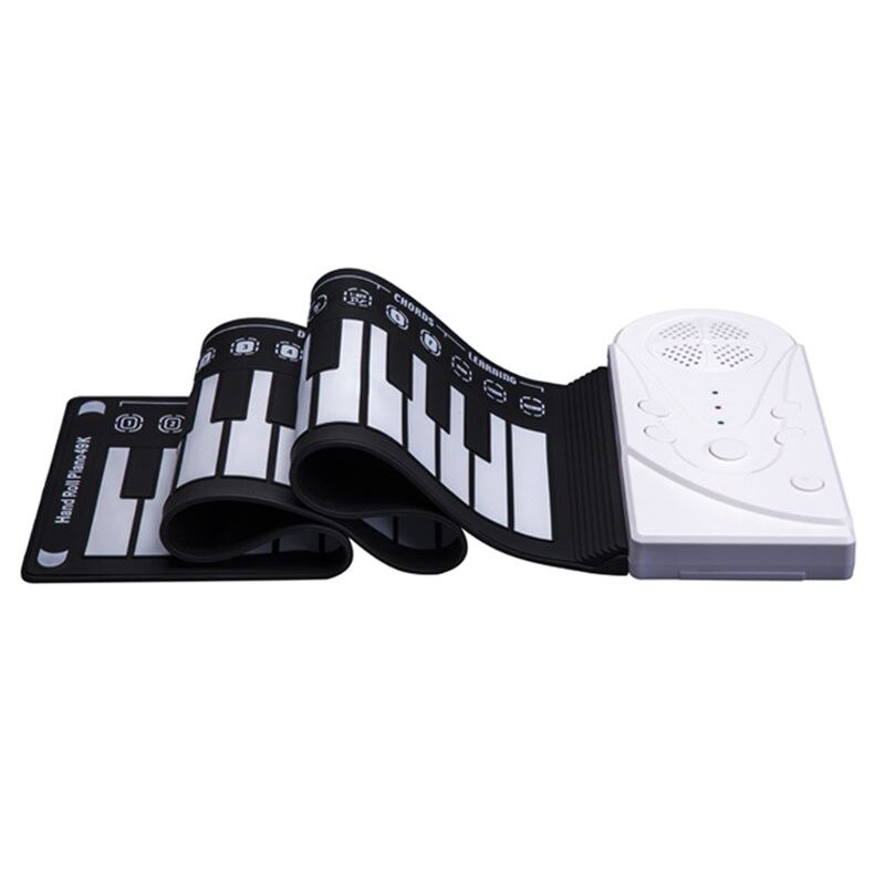 Roll-up keyboard klaver, bærbar 49 nøgler elektronisk hånd rullende keyboard pædagogisk instrument til børnebørn: Hvid