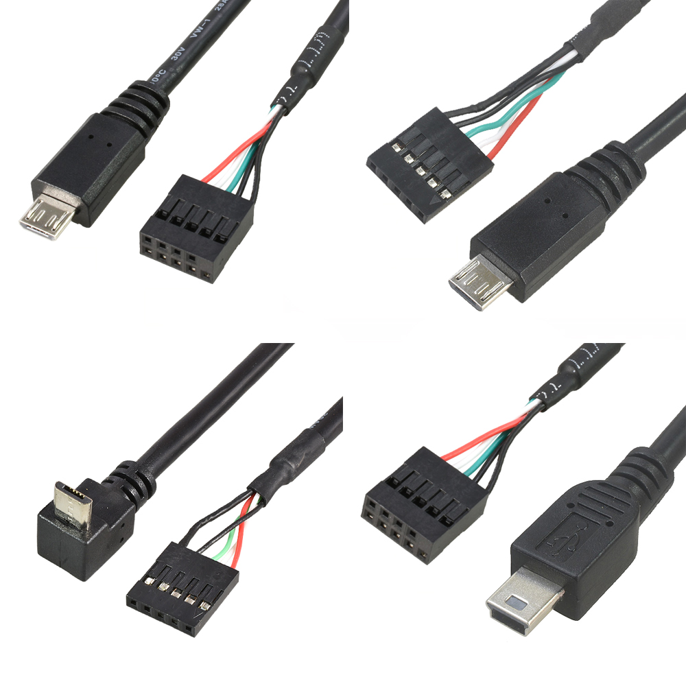 Placa base de ordenador PC 9P a Micro USB a DuPont 2,54mm 5Pin DuPont USB a Micro USB cable de datos papel de aluminio + cable de malla tejida
