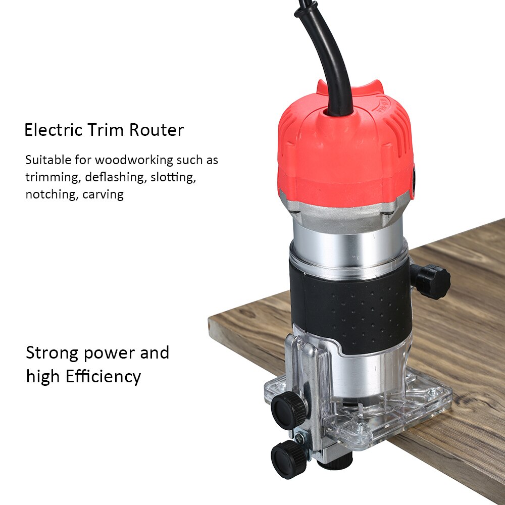 220V 800W Trim Router 30000r/min with Transparent Base Edge Guide Wood Laminate Electric Trimmer