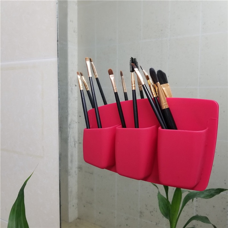 Kreative Multifunktions Veranstalter Silikon Drei Taschen machen-hoch Pinsel Lagerung Kasten selbst-Klebstoff Saugnapf Prüfung Organizador
