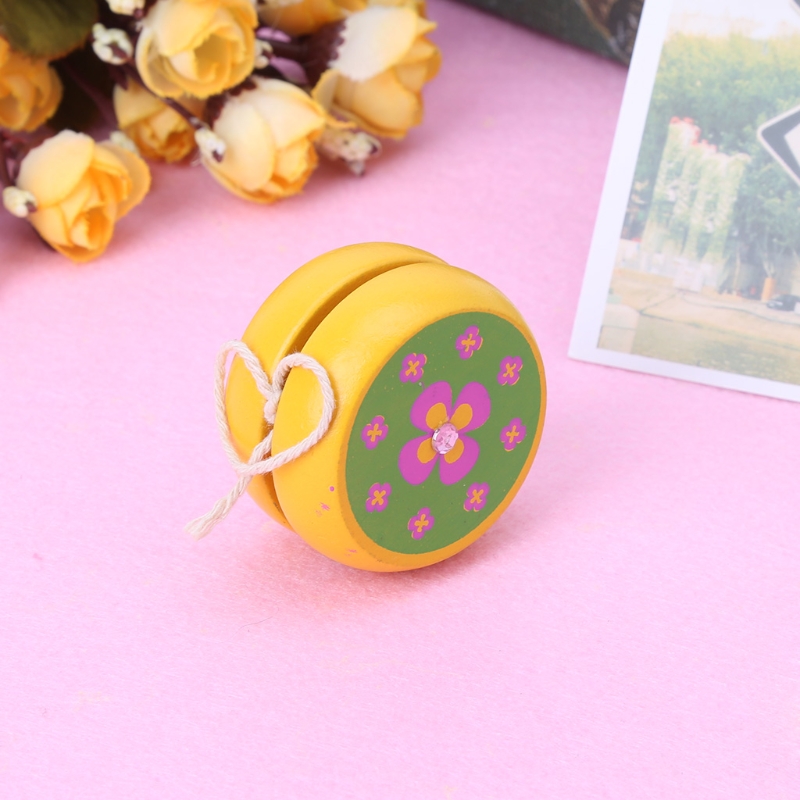 Juguetes estampados animales bonitos yoyó de madera, juguetes educativos fáciles, juguete clásico BX0D