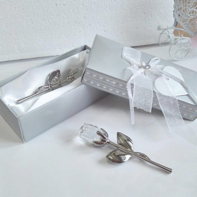Mini Crystal Rose Flower Valentine's Day Artificial Crystal Rose With Metal Rod Flower Branch Year Wedding Party Favors: B