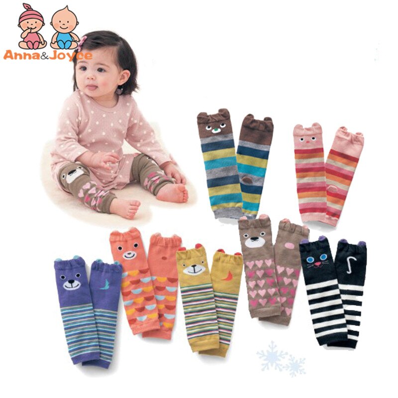 10pair/lot Cartoon Air Conditioning Baby Leg Warmers Baby Boys Girls Toddler Knee-length Striped Leg Warmer Atws1713