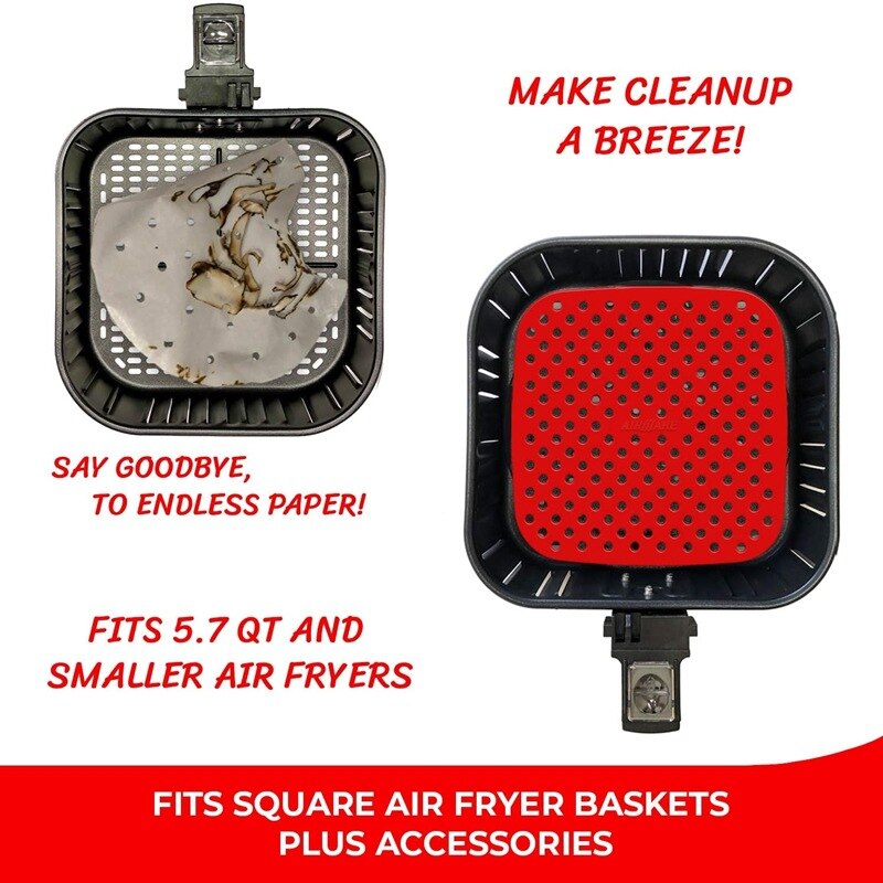 Air Fryer Liner Air Fryer Mat Food Grade Non-Stick Silicone Fryer Basket For 7.5~9-Inch Air Fryers Steamers Kitchen Accessories