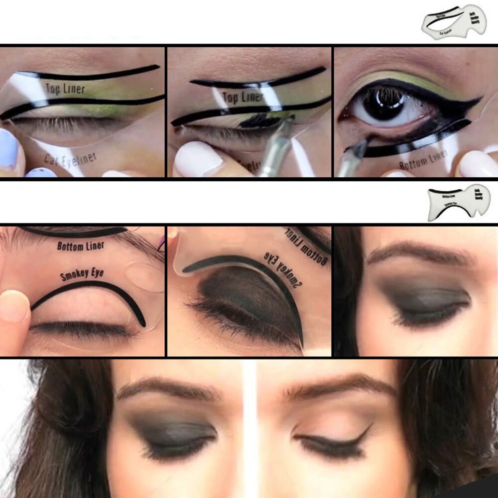 3/6/10Pcs Kat Smokey Eyeliner Stencil Voor Pijl Oogschaduw Gids Make Tool Eenvoudige Tool Set make-Up Accessoires Schoonheid