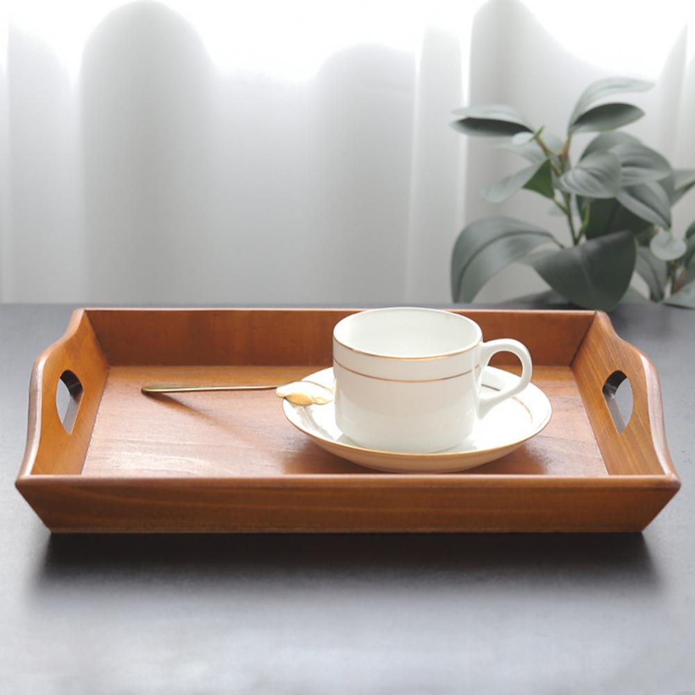 Retro Wooden Rectangular Serving Tray Fruit Food Snack Plate Kitchen Supplies