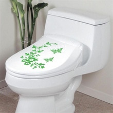 Vlinder Bloem Toilet Seat Sticker PVC Muurstickers Voor Badkamer Verwijderbare Decals
